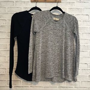 Hollister Tee Shirt Set of TWO Grey A Line Top and Black Thermal Top #BB136
